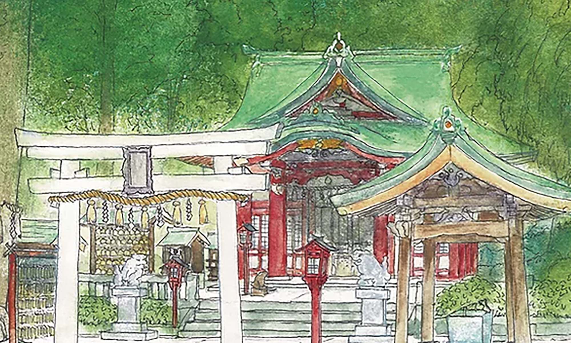 返品交換不可】 水彩画「七五三を迎える神社」 絵画 - fidosathomecare.com